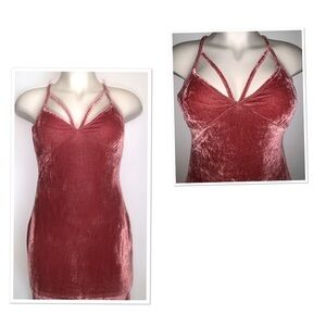 NWOT IRIS BRAND ROSE bodycon Velvet Dress sz Med or Large